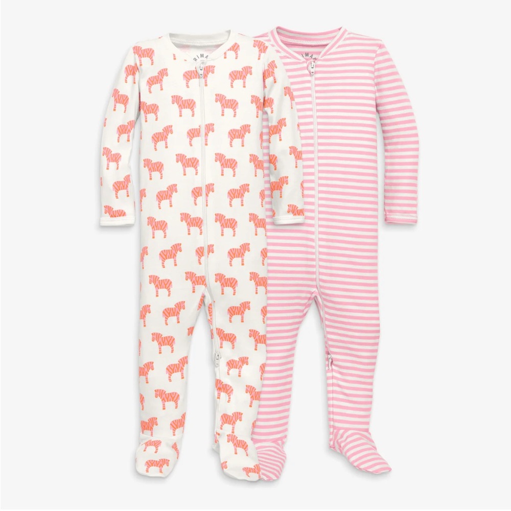 Primary Kids Baby organic zip footie 2-pack gift set - Zebras 9-12m